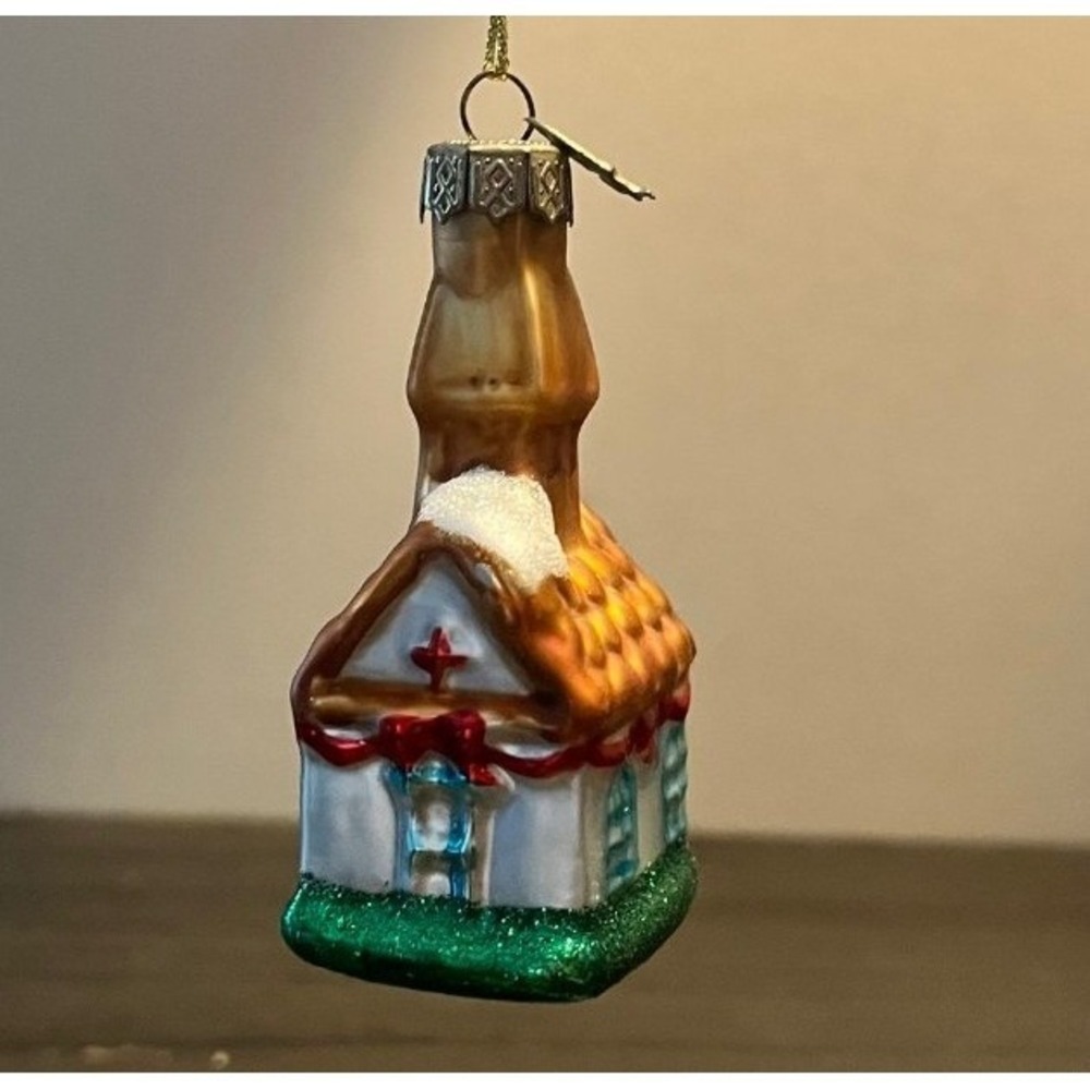 Thomas Pacconi Classics 2003 Cottage House Blown Glass Christmas Ornament 3.25"